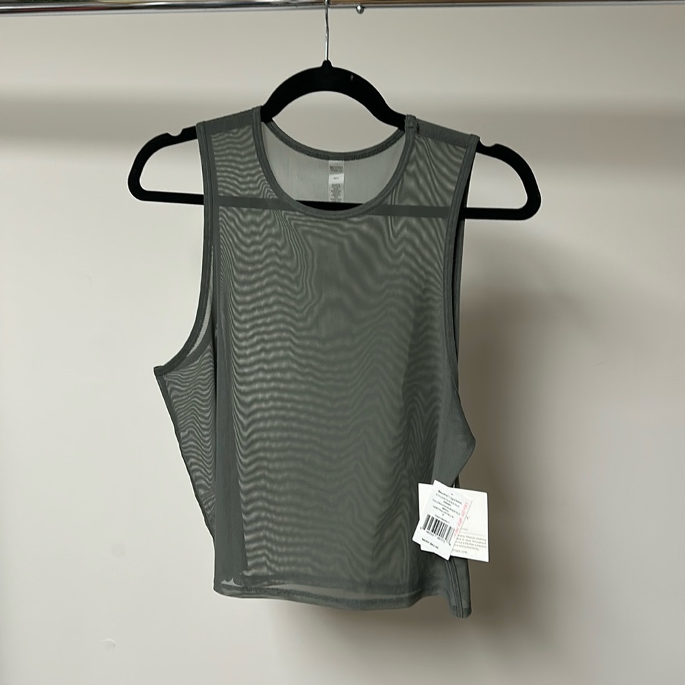 Beyond yoga show off mesh tank modern olive